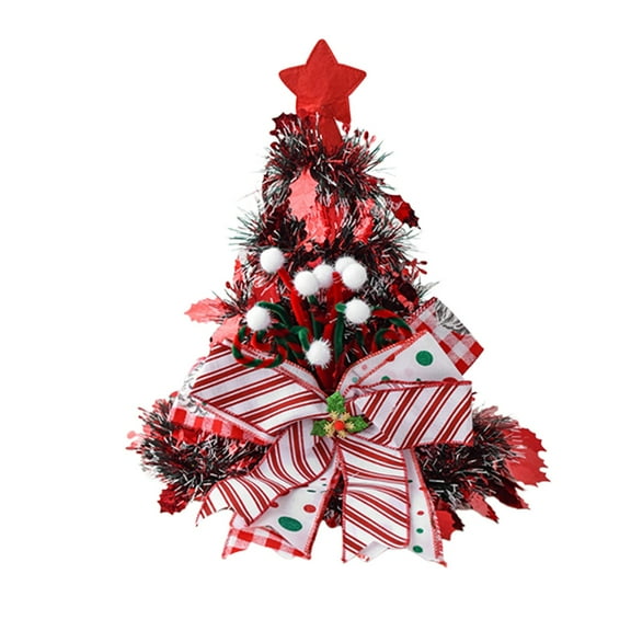 Mini Christmas Tree, Ongmies Christmas Bow Tree Topper - Festive Ornament for Holiday Home & Window Decor, Christmas Decorations Indoor