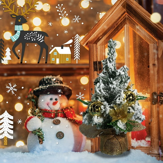 Mini Christmas Tree Package with Complete Scene Decorations, Home Christmas Display Set with Multiple Decorative Elements