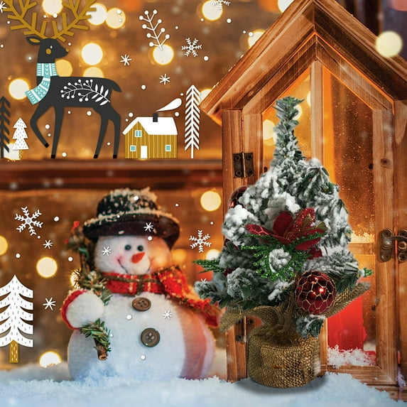 Mini Christmas Tree Package with Complete Scene Decorations, Home Christmas Display Set with Multiple Decorative Elements