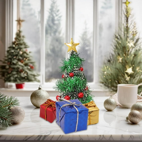 Mini Christmas Tree Pencil Christmas Tree Accessories Simulation Christmas Tree Accessories Gifts Miniature Scene Decoration For Party Supplies Indoor Outdoor Holiday Decoration