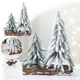 thumbnail image 1 of Mini Christmas Tree Small Tabletop Xmas Decor Snow Flocked Artificial Pine Christmas Tree with Wooden Stand for Indoor Bedroom Office Kitchen Holiday Decoration Centerpiece White, 1 of 8