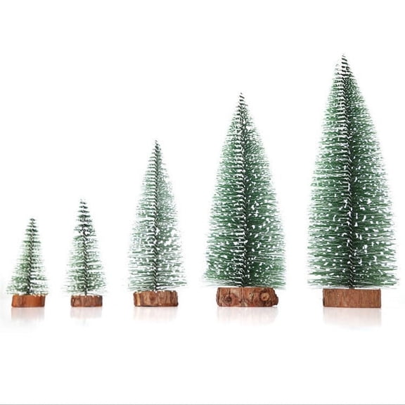 Mini Christmas Tree Snow Frost Sisal Trees Desktop Mini Pine Tree Bottle Brush Trees for Christmas Party Home Decoration(5 Pcs 5 Size: 10/15/20/25/30cm Height)