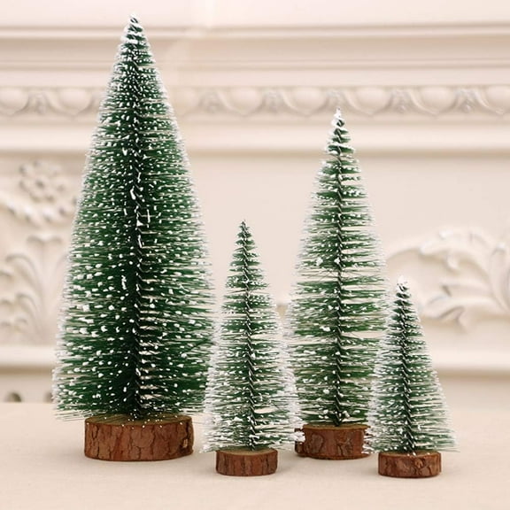 Mini Christmas Tree Snow Frost Sisal Trees Desktop Mini Pine Tree Bottle Brush Trees for Christmas Party Home Decoration(8 Pcs 2 Size: 10/15cm Height)