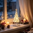 thumbnail image 1 of Mini Christmas Tree Table Lamp LED Night Light, Small Xmas Desktop Ornament for Window Sill Fireplace Holiday Decor, Plastic, Warm White Glow, Gift Box Base, 1 of 6