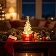 thumbnail image 1 of Mini Christmas Tree Table Lamp LED Night Light, Small Xmas Desktop Ornament for Window Sill Fireplace Holiday Decor, Plastic, Warm White Glow, Gift Box Base, 1 of 6