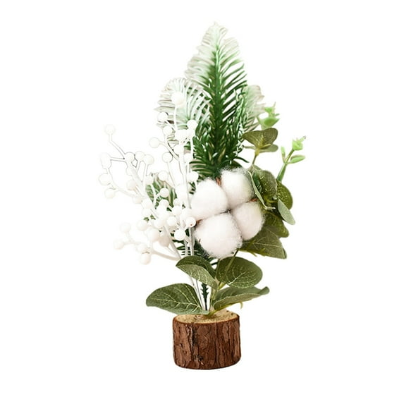 Mini Christmas Tree Tabletop Centerpiece with Berry Branches for Holiday Winter Party Desk Shelf Mantle Kitchen Counter Home