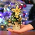 thumbnail image 1 of Edgergery Mini Christmas Tree Tabletop Decorations,8 Inch Xmas Tree with Gold Poinsettia Berry Christmas Ball Bow,Christmas Home Decor Artificial Berries Pine Branches Christmas Party, 1 of 5