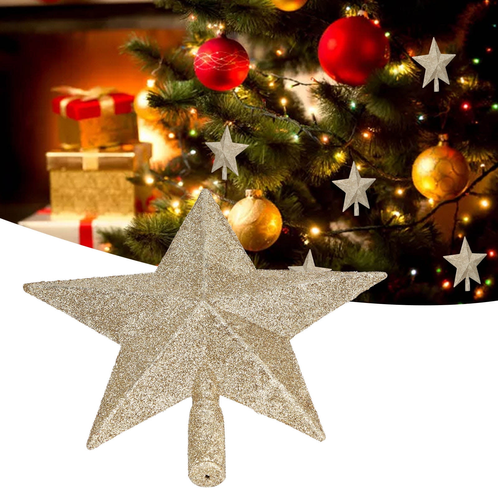 Mini Christmas Tree Topper, Golden Christmas Tree Topper Compact Light