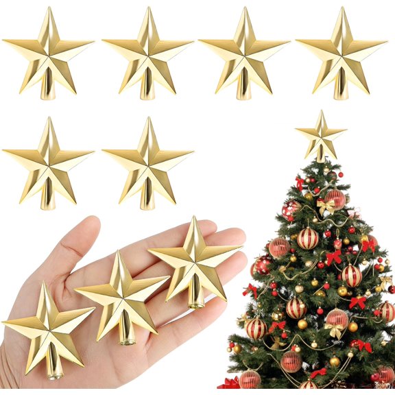 Mini Christmas Tree Topper Star,6pcs Christmas Tree Topper Star Treetop for Small Christmas Tree Craft Home Decoration