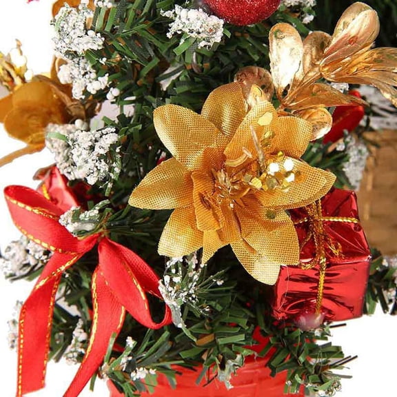 Mini Christmas Tree, Water Hose Nozzle, High Pressure Hose Nozzle, Pressure Washer Hose Attachment, 1-Piece Pre-Decorated Desktop Holiday Ornament with Red Bows, Glitter Baubles,