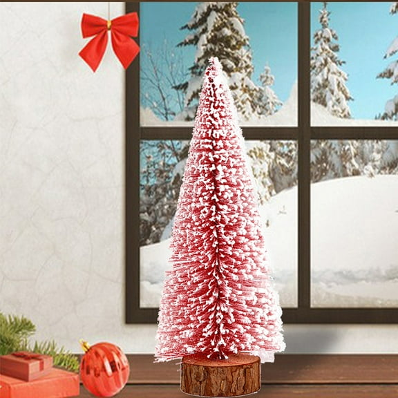 Mini Christmas Tree for Desk, Small Tabletop Flocked Xmas Tree with Stand, Ideal for Office & Home Christmas Table Decorations, 20cm