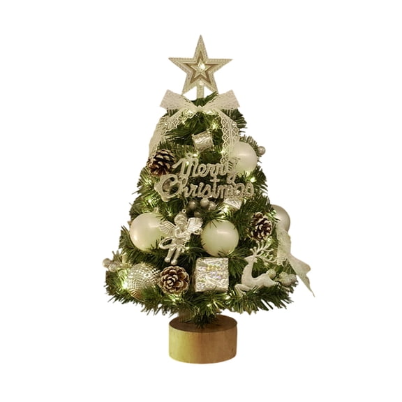 Mini Christmas Tree for Desk, Tabletop DIY Holiday Decoration – Small Artificial Christmas Tree for Office, Bedroom, Living Room, Windowsill