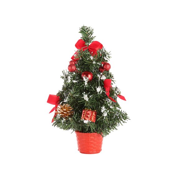 Mini Christmas Tree for Tabletop – 12in Artificial Tree with Ornaments & Pinecones – Small Holiday Decoration for Home, Office, Dorm