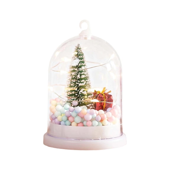 Mini Christmas Tree in Dome with LED Lights, Tabletop Night Light for Xmas Decor, Creative Holiday Gift for Home, Office, and Desktop Display