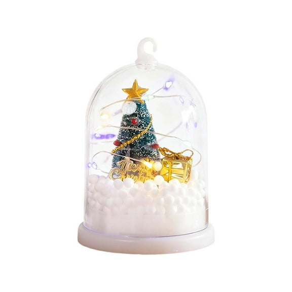 Mini Christmas Tree in Dome with LED Lights, Tabletop Night Light for Xmas Decor, Creative Holiday Gift for Home, Office, and Desktop Display