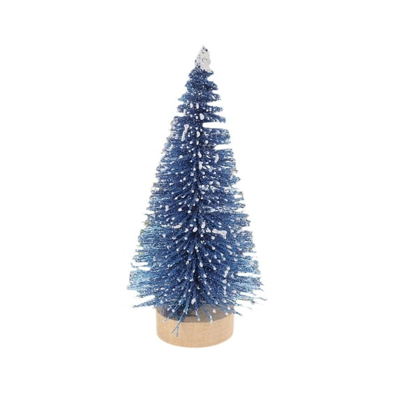 Mini Christmas Tree with Blue Glitter and Snow for Desktop Ornament, Ideal as Small Holiday Decor and Home Party Scenes-A