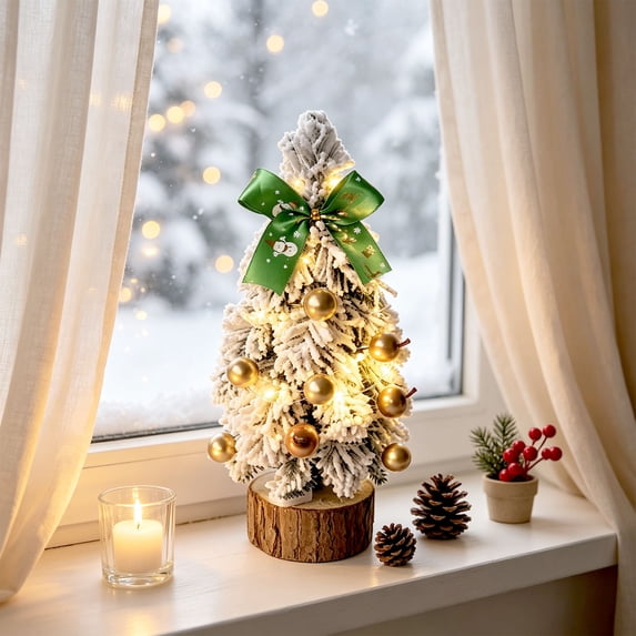 Mini Christmas Tree with Lights - 11 Inch Tabletop Artificial Tree for ...