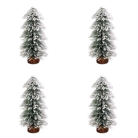 Mini Christmas Trees,Artificial Christmas Tree Bottle Brush Tree with Wooden Base,Snow-Covered Mini Xmas Tree Holiday Table Centerpiece,Lightweight Snowy Xmas Tree Decor for Mantel,Desk,Home