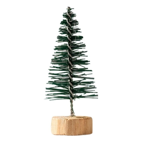Mini Christmas Trees DIY Xmas Bottle Brush Trees Miniature Sisal Snow Frost Fir Small Artificial Trees Tabletop Trees with Wooden Bases Micro Scenery Landscape Trees for Christmas Party Decor
