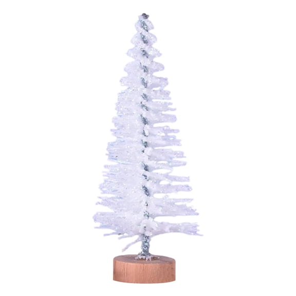 Mini Christmas Trees DIY Xmas Bottle Brush Trees Miniature Sisal Snow Frost Fir Small Artificial Trees Tabletop Trees with Wooden Bases Micro Scenery Landscape Trees for Christmas Party Decor
