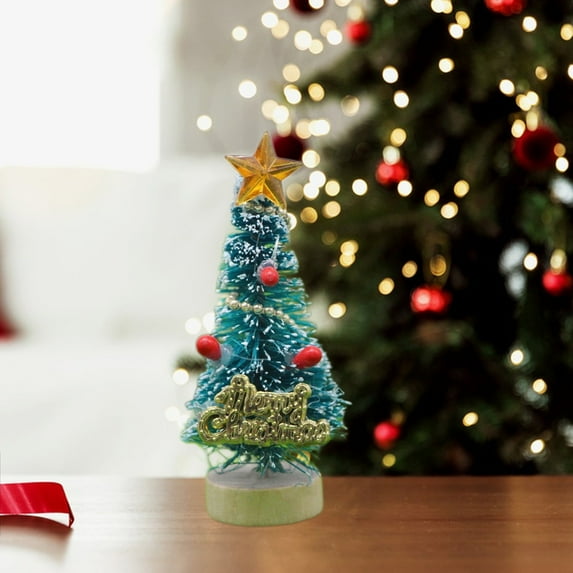 Mini Christmas Trees with Ornaments,Dollhouse Decoration Accessories,Toy House Miniature Scene Model Mini Christmas Tree with Wood Base for Fairy Garden Dollhouse Decoration Toys (Multicolor)