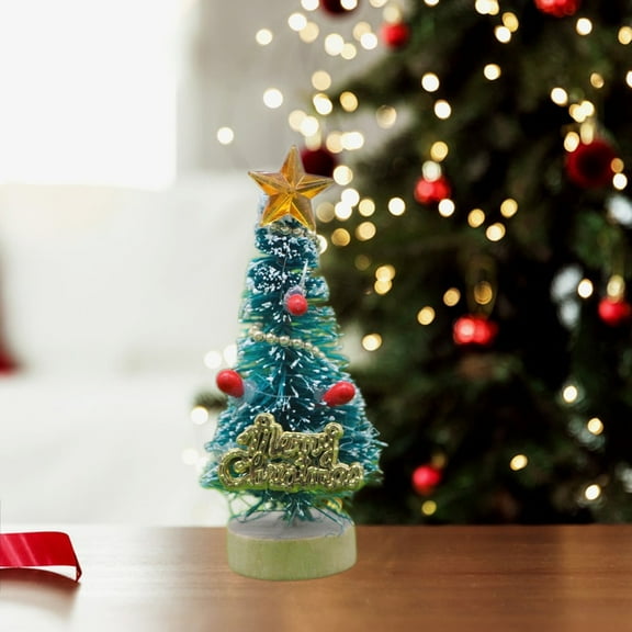Mini Christmas Trees with Ornaments,Dollhouse Decoration Accessories,Toy House Miniature Scene Model Mini Christmas Tree with Wood Base for Fairy Garden Dollhouse Decoration Toys (Multicolor)
