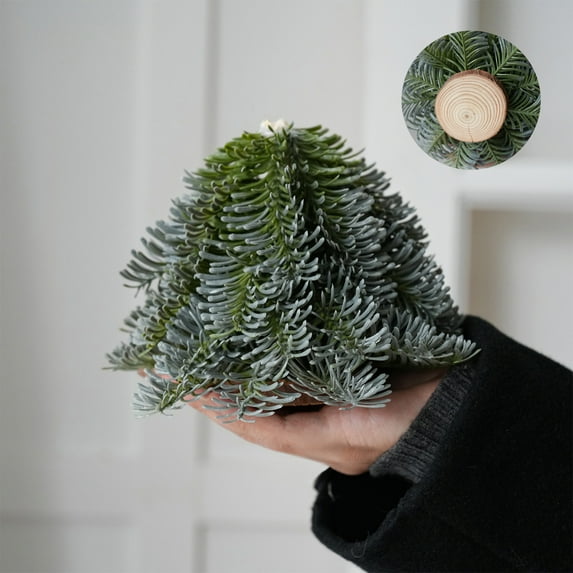 Mini Christmas Trees, Palm-sized Artificial Fokson Spruce Trees Desktop Small Pine Trees with Wooden Base for Home Christmas Decor 4.5in