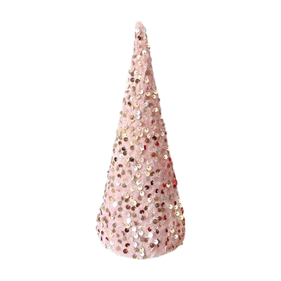 Mini Christmas Velvet Cone Tree Tabletop Decor with Glitter Sequins and Confetti, Modern Farmhouse Ornament for Mantel Shelf Dining Table Centerpiece, Winter Holiday Home Accent 7.8 Inch