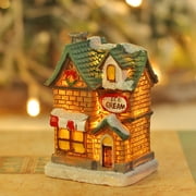 Mini Christmas Village- LED Lighted Christmas Village Houses with Figurines, Christmas Village Collection Indoor Room Decor - Collectible Buildings
