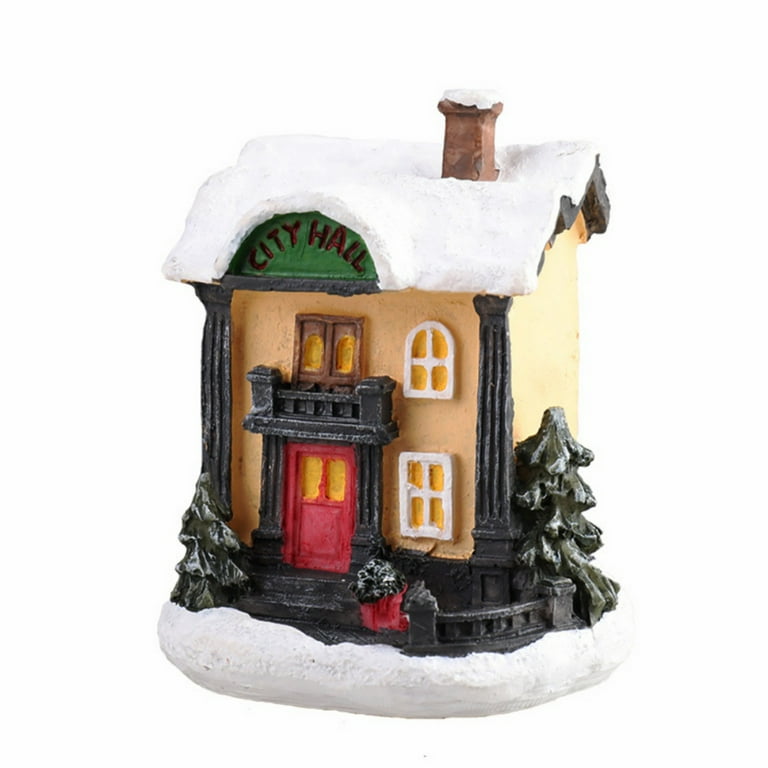  Yardenfun Christmas Glowing House Luminous Wooden House Decor  Christmas Village Houses Christmas Village Display Platforms Desk Topper  Resin with Lights Village Series Dining Table : Home & Kitchen