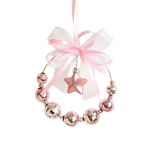 Mini Christmas Wreath – 5.5in Door Hanging Decoration with Bow & Balls, Holiday Ornament for Car, Front Door, Home & Gift