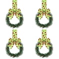 thumbnail image 1 of Mini Christmas Wreath 5 Inch Cabinet Door Hanging with Ribbon Bow Berries, Small Artificial Wreath for Kitchen Window Front Door, Farmhouse Wall Xmas Party Decor Ornament 4PC, 1 of 5