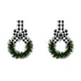 thumbnail image 1 of Mini Christmas Wreath 5 Inch Cabinet Door Hanging with Ribbon Bow Berries, Small Artificial Wreath for Kitchen Window Front Door, Farmhouse Wall Xmas Party Decor Ornament 2PC, 1 of 5