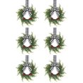 thumbnail image 1 of Mini Christmas Wreath Set, Artificial Norfolk Pine Cabinet Wreaths with Red Berries & Trendy Black‑White Grid Bow, Greenery Hanging Ornament for Kitchen Window Wall Porch Xmas Decor, 1 of 5