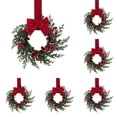 thumbnail image 1 of Mini Christmas Wreaths 6 Pack, Small Artificial Berry Wreaths with Velvet Bows, Christmas Cabinet and Window Decor, 1 of 6