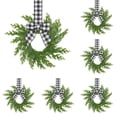 thumbnail image 1 of Mini Christmas Wreaths Christmas Artificial French Wreath Bow Ribbon Small Wreath Decorative Hanging Ornament For Home Christmas Decoration,black and white grid 5pcs, 1 of 4