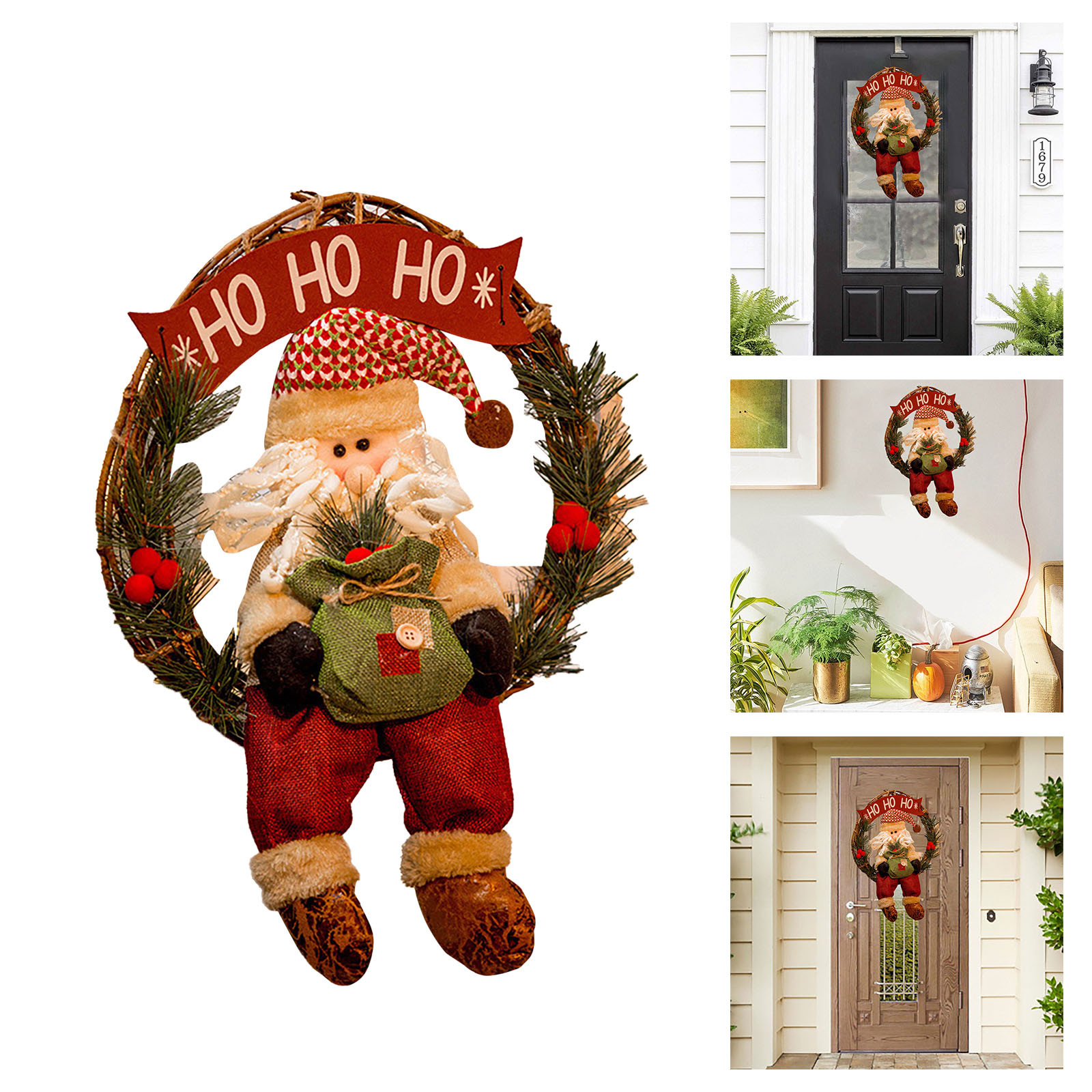 Edussy 2-Pack 12 Inch Small Christmas Wreaths With Red Bows & Bells - Mini Artificial Wreaths For Cabinet Doors, Windows, Stair Railings, Indoor Holiday Decor