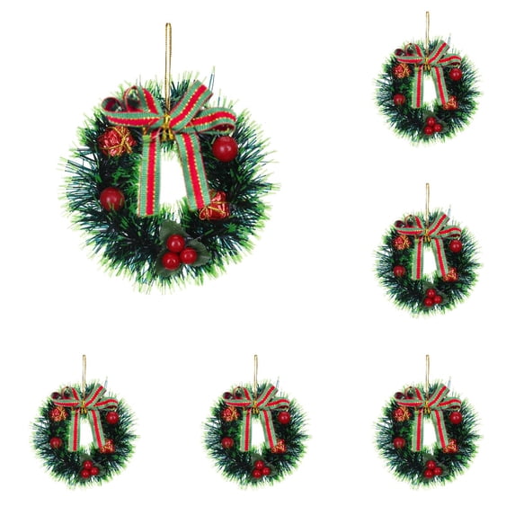 Mini Christmas Wreaths Small Hanging Decorations,Artificial Holiday Wreath Ornament for Christmas Tree Decor,Floral Garland Wreath for Door Window Wall Mantle DIY Xmas Party Indoor Outdoor Decoration
