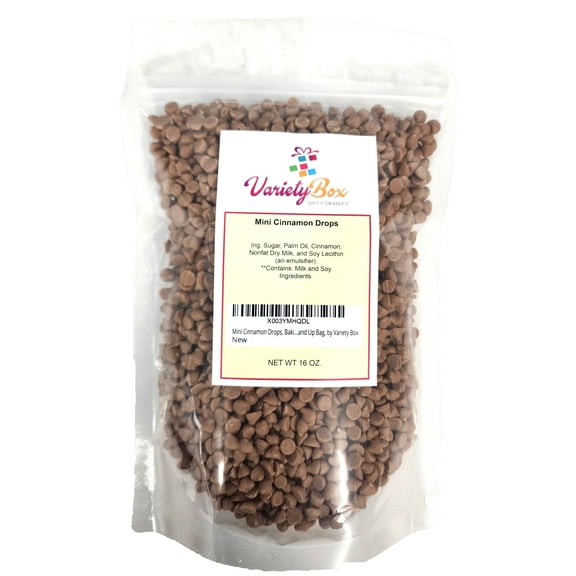 Mini Cinnamon Drops, Baking Chips 1 lb. Bulk Resealable Zip Lock Stand Up Bag, by Variety Box
