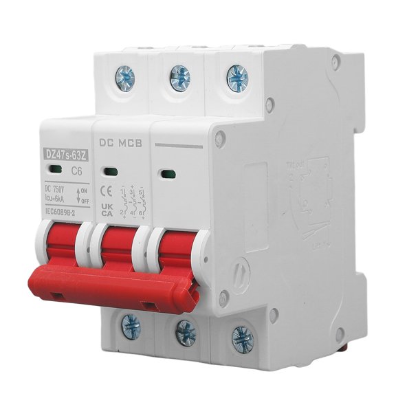 Mini Circuit Breaker Pa66 Flame Retardant Shell 6000A Breaking Capacity 3P Circuit Breaker DC 750V DZ47s 63Z C6