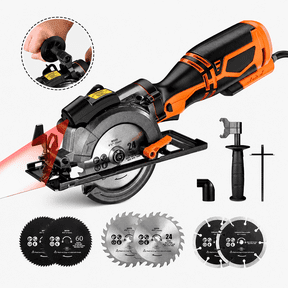 DOVAMAN Corded Compact Circular Saw w/Laser, Metal Handle, 6 Blades, 5.8A Motor, Max Cutting Depth 1-11/16'' (90°), 1-1/8'' (45°)