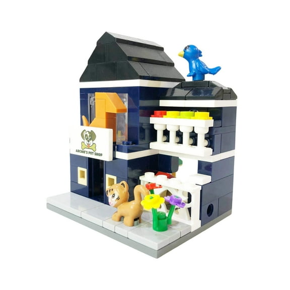 Brick Loot Mini City - Archie's Pet Shop Building Set, 155 Pieces