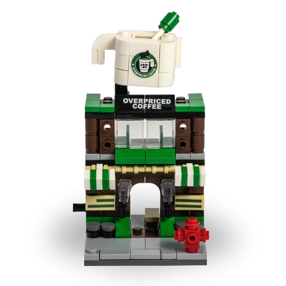 Mini City Coffee Shop Building Blocks Set, 208 Pieces Modular Model Kit for Ages 6+