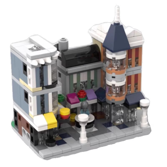 Mini City Street Plaza Building Blocks Set, DIY Assembly Architecture Brick Model, Creative Desktop Collectible Building Toy