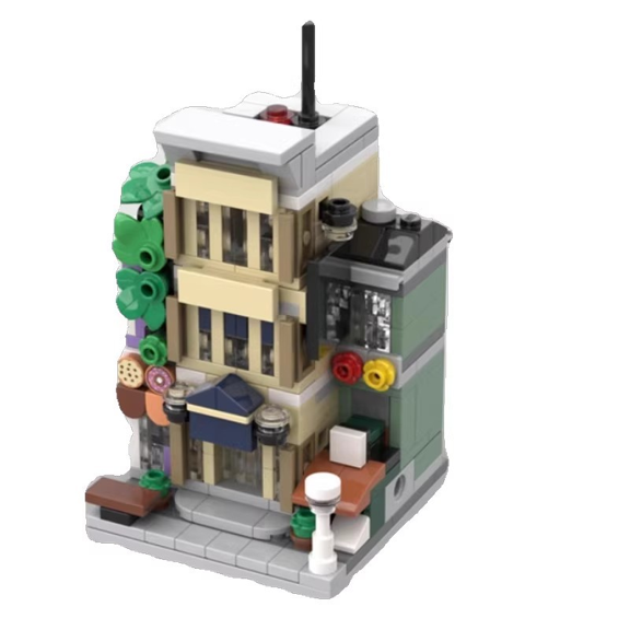 Mini City Street View Building Blocks Set, DIY Assemble Urban Architecture Brick Model, Desktop Display Collectible Ornament