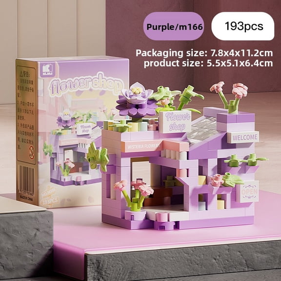 Mini City Street View Flower Shop Food House Building Blocks Kit Home Decor Girls Assembly Bricks Model Kids Educational Toy
