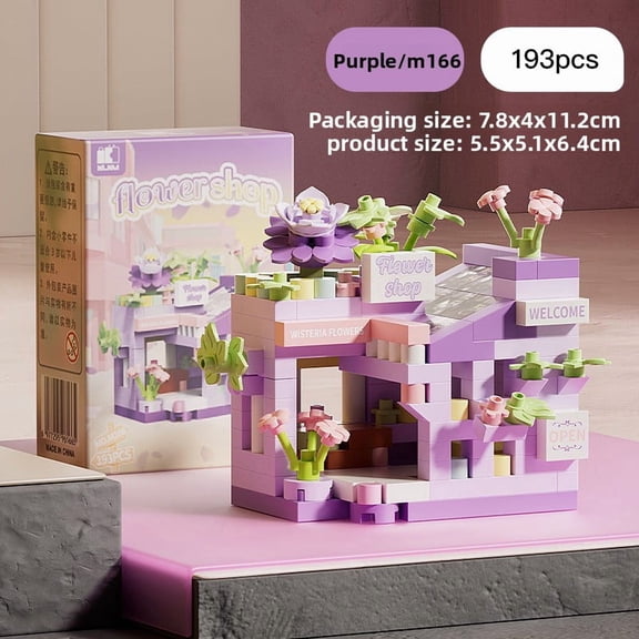 Mini City Street View Flower Shop Food House Building Blocks Kit Home Decor Girls Assembly Bricks Model Kids Educational Toy