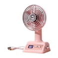 thumbnail image 1 of Mini Classic Vintage Fan, Retro Metal Air Circulator, With Digital Power Display,For Desk & Bedside, USB Rechargeable and Quiet Pink, 1 of 6