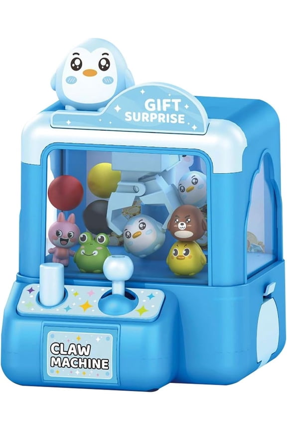 Mini Claw Machine for Kids, Cute Animal Theme Kids Claw Machine with Toys Inside with Adjustable Volume, Kids Vending Machine Toys for Girls Boys Ages 3-8, Ideal Gifts for Party Birthday, Penguin