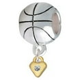 thumbnail image 1 of Mini Clear Crystal Birthday Crystal Gold Tone Heart - Basketball Charm Bead, 1 of 1